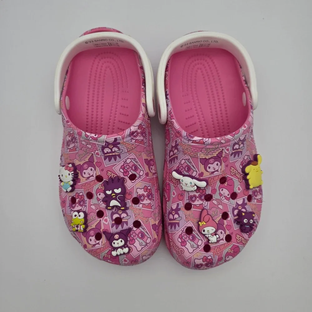 Crocs Hello Kitty Sanrio Clogs Womens 8 Pink Kawaii Jibbitz Limited Edition - Picture 3 of 11